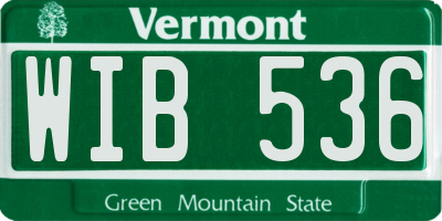 VT license plate WIB536