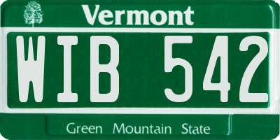 VT license plate WIB542