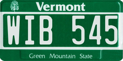 VT license plate WIB545