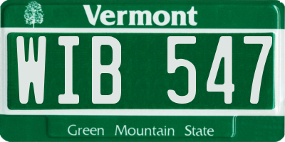 VT license plate WIB547