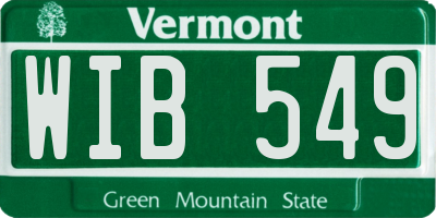 VT license plate WIB549