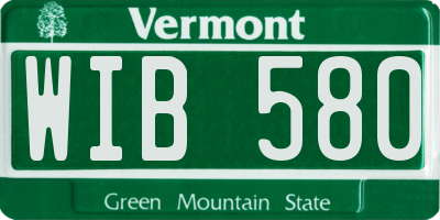 VT license plate WIB580