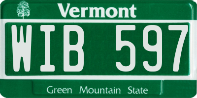 VT license plate WIB597