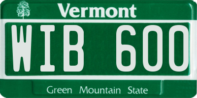 VT license plate WIB600