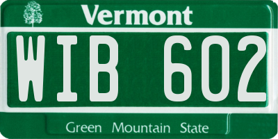 VT license plate WIB602
