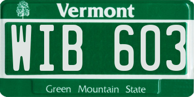 VT license plate WIB603
