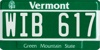 VT license plate WIB617