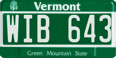 VT license plate WIB643