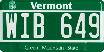 VT license plate WIB649