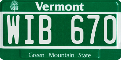 VT license plate WIB670