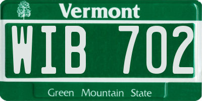 VT license plate WIB702
