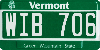 VT license plate WIB706