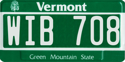 VT license plate WIB708