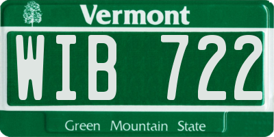 VT license plate WIB722