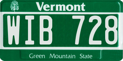 VT license plate WIB728