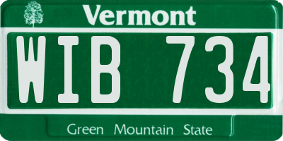 VT license plate WIB734