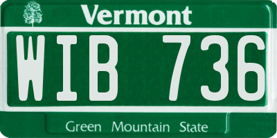 VT license plate WIB736