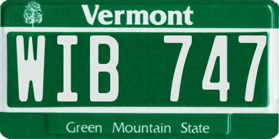 VT license plate WIB747