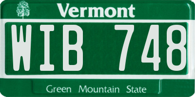 VT license plate WIB748
