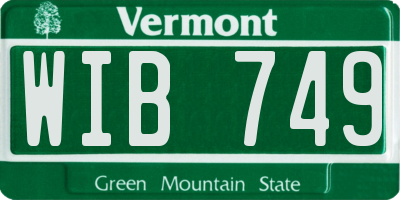 VT license plate WIB749