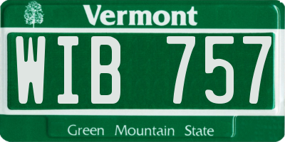 VT license plate WIB757