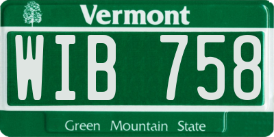 VT license plate WIB758