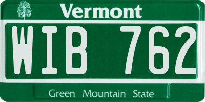 VT license plate WIB762