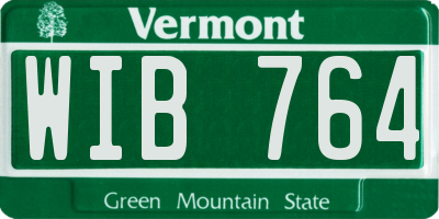 VT license plate WIB764