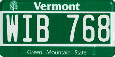 VT license plate WIB768