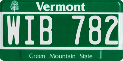 VT license plate WIB782