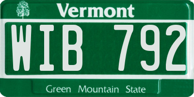 VT license plate WIB792