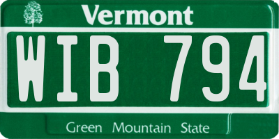 VT license plate WIB794