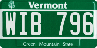 VT license plate WIB796