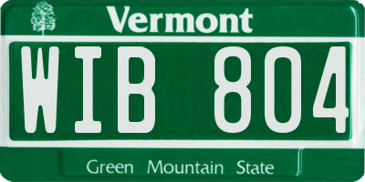 VT license plate WIB804