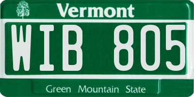 VT license plate WIB805