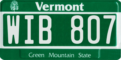 VT license plate WIB807