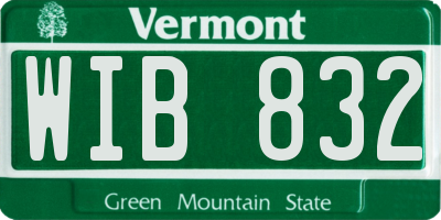VT license plate WIB832