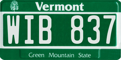 VT license plate WIB837