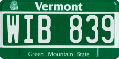 VT license plate WIB839