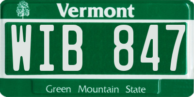 VT license plate WIB847