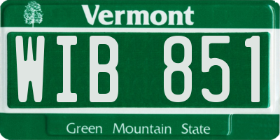 VT license plate WIB851