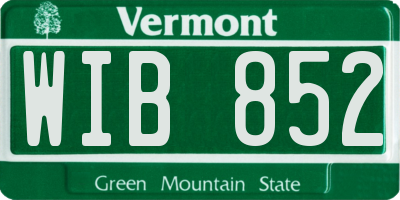VT license plate WIB852