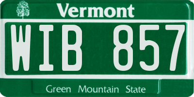 VT license plate WIB857