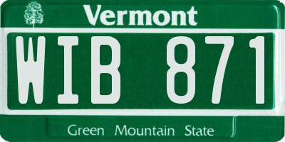 VT license plate WIB871