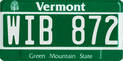 VT license plate WIB872