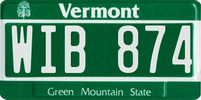 VT license plate WIB874