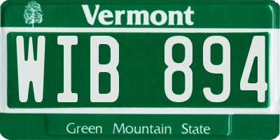 VT license plate WIB894