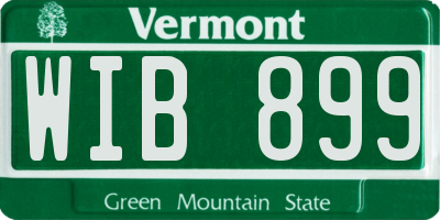 VT license plate WIB899