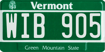 VT license plate WIB905