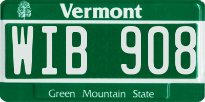 VT license plate WIB908